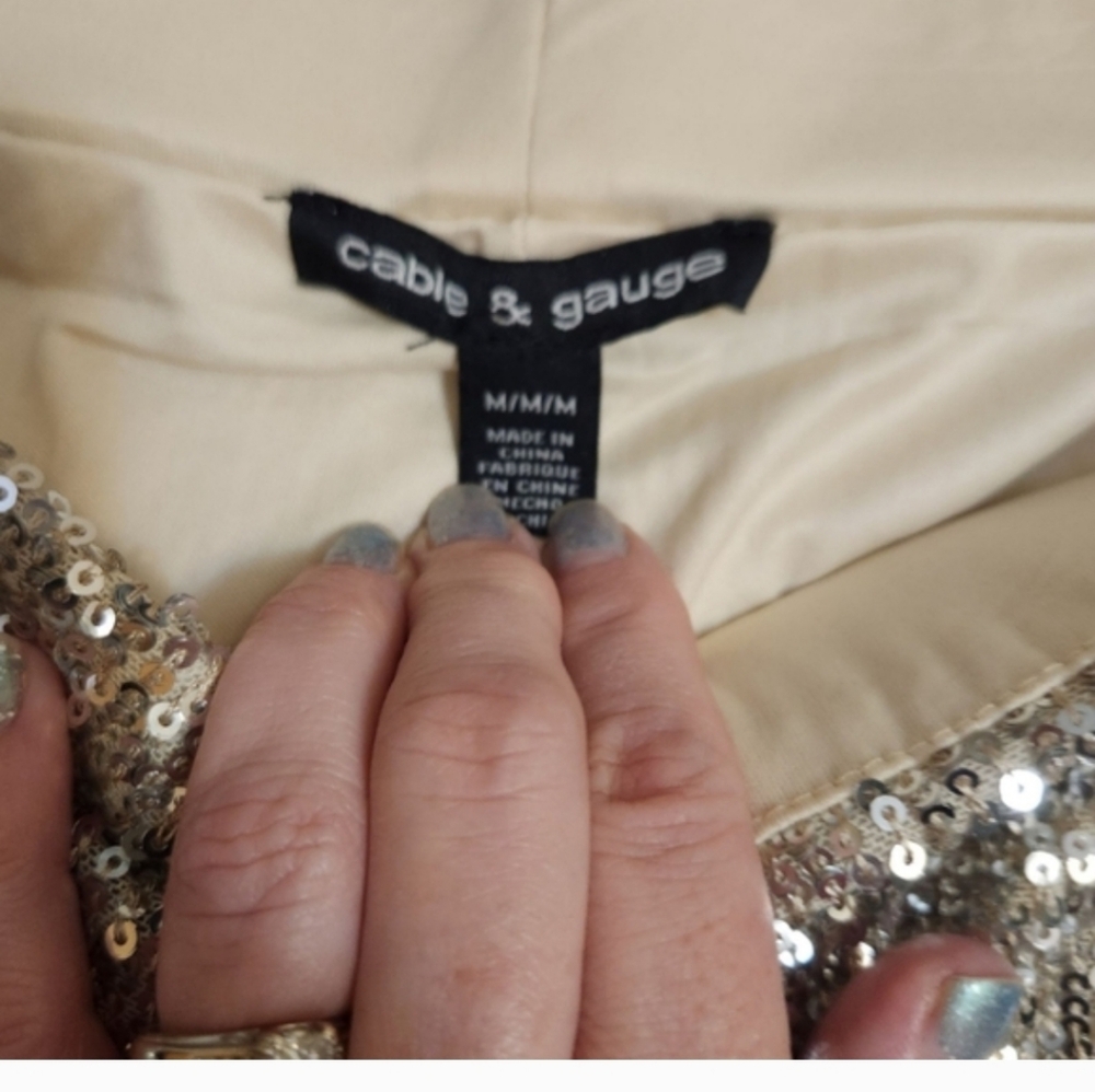 Cable & Gauge Silver Sequin Joggers - Picture 3 of 4